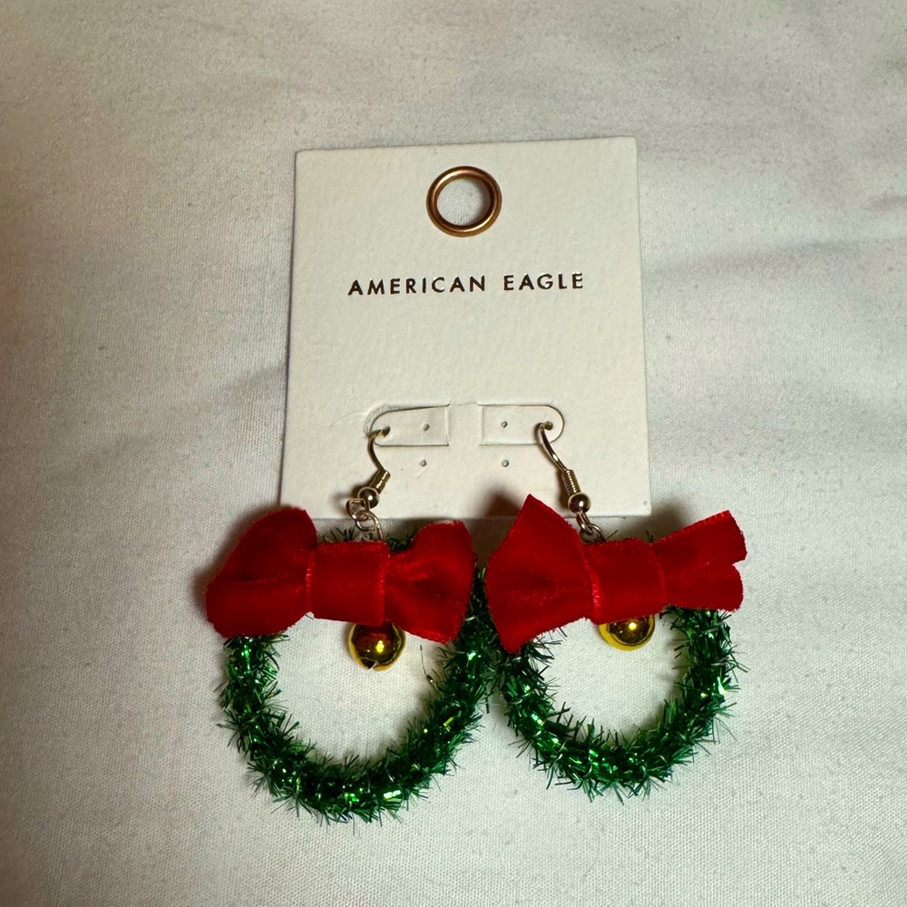 Christmas Wreath Bow Ornament Earrings